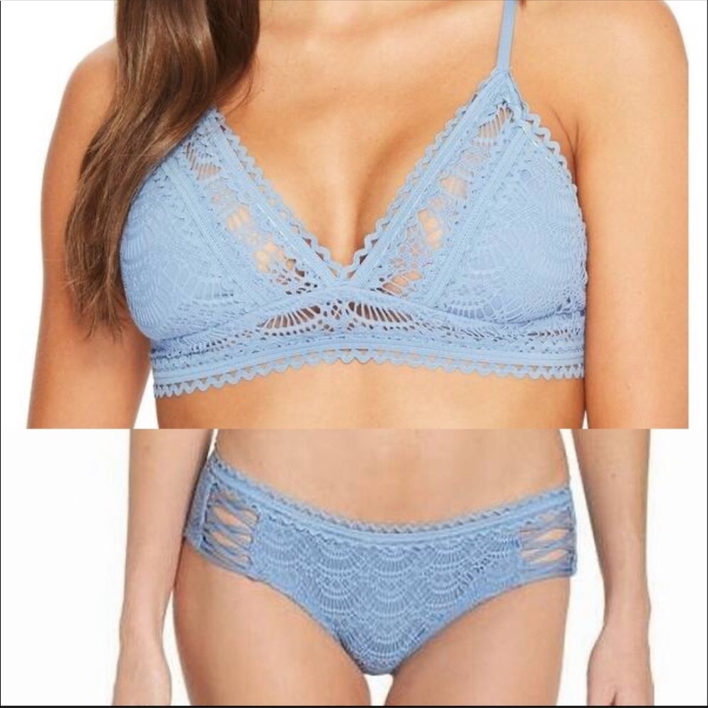 Becca blue crochet swimsuit